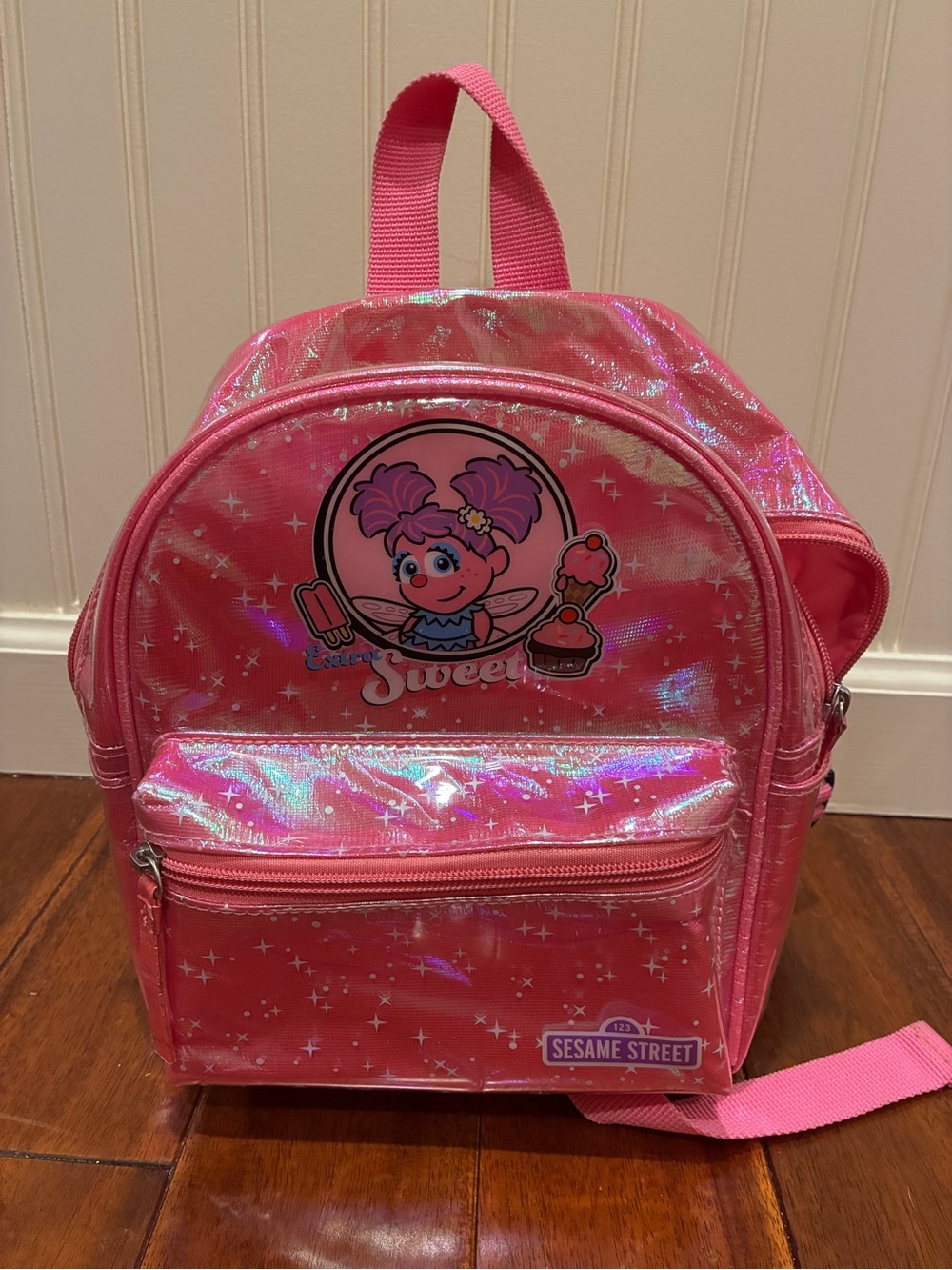 Sesame Street Pink Iridescent Kids Backpack with Abby Cadabby Graphic